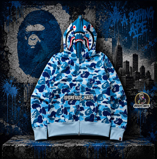 BAPE Shark Full Zip Hoodie – ABC Blue Camo