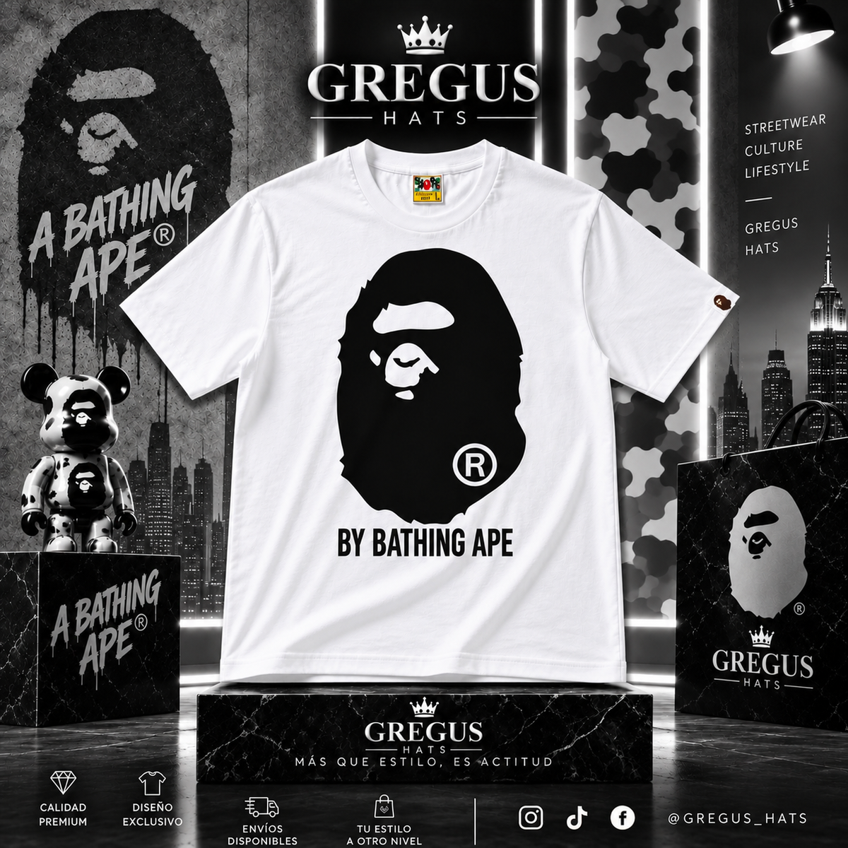 BAPE A Bathing Ape – Black Ape Head Tee – White