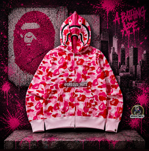 BAPE Shark Full Zip Hoodie - ABC Pink Camo